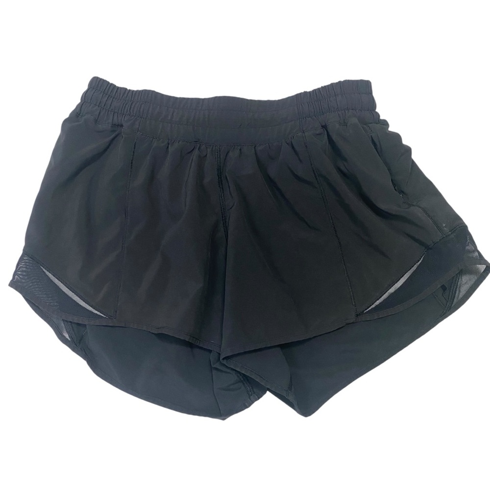 Lululemon Hotty Hot Short II Sz 8 Tall High-Rise Long 4" Black Flawed